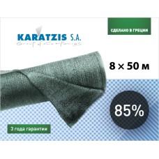 Затеняющая сетка KARATZIS зелёная, размер 8х50 м, тень 65%, плотность 65 г/м.кв.