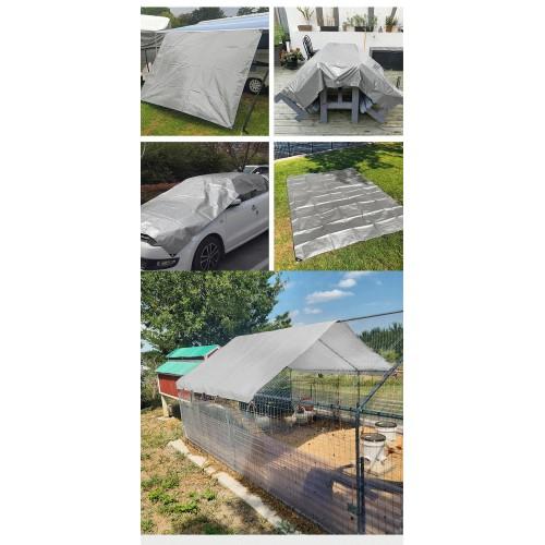 Тент водонепроникний зміцнений СІРИЙ 160 г/м², розмір: 3х4 м - преміум