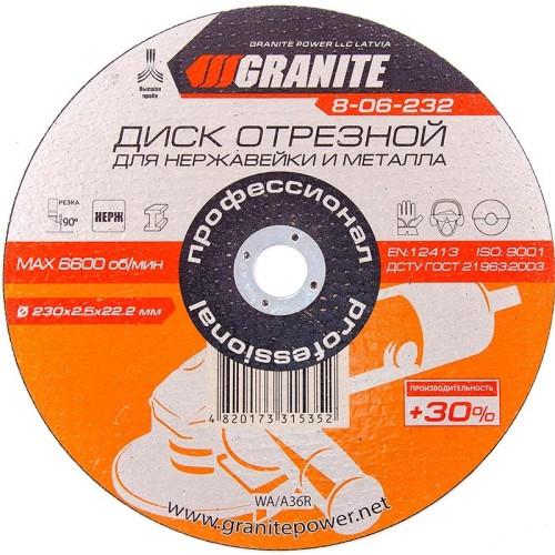 Диск абразивный отрезной для металла и нержавеющей стали GRANITE PROFI +30 230х2.5х22.2 мм