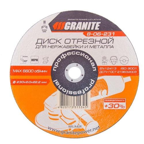 Диск абразивный отрезной для металла и нержавеющей стали GRANITE PROFI +30 230х2.0х22.2 мм