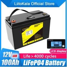 Акумулятор LiFePO4, LiitoKala, 12V 100Ah, з LCD дисплеєм, BMS smart плата