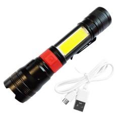 Ліхтар PL-826-P70+COB (white+red), 1х18650, магніт, зажим, ЗП microUSB, zoom, Box