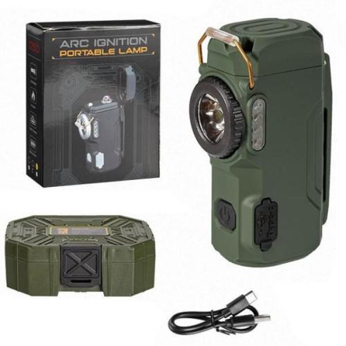 Ліхтар MULTIFUNCTIONAL D50-COB green, Li-Ion акумулятора, індикація заряду, запальничка, ЗП Type-C, Box