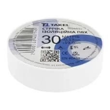 Изоляционная лента 0.13мм х 19мм х 30м, белый TAKEL Изоляционная лента 0.13мм х 19мм х 30м, белый TAKEL